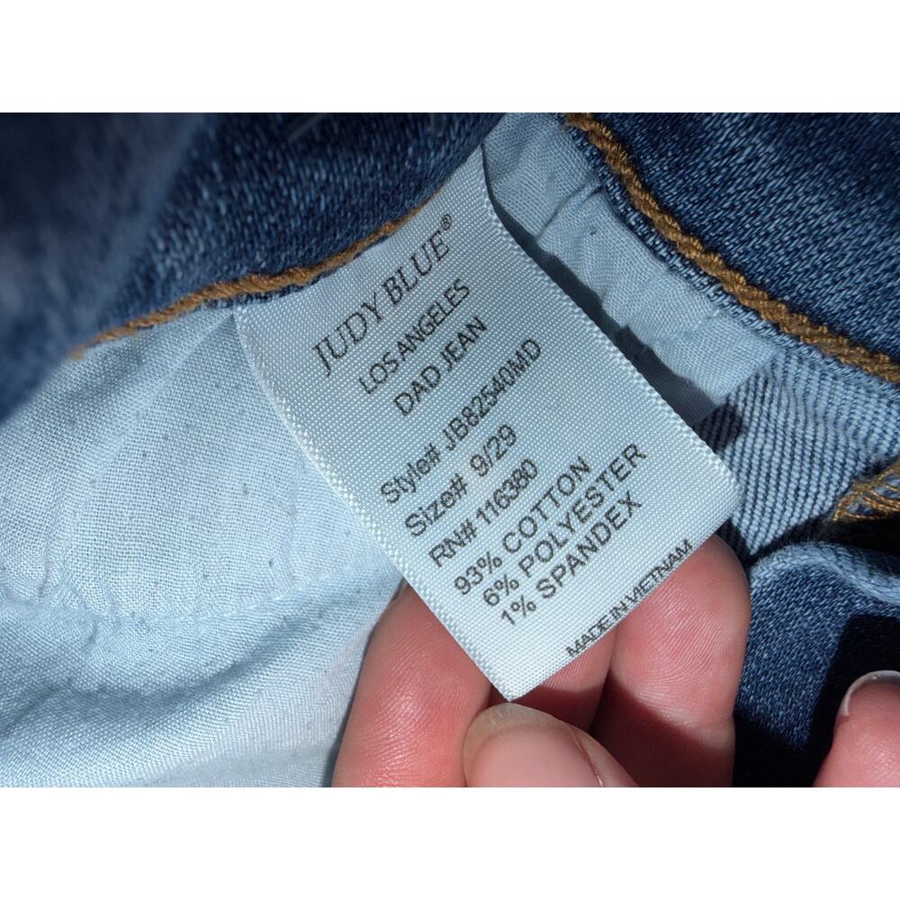 Judy Blue Distressed Denim Dad Jeans Mid Rise Straight Leg Size 9/29 - Picture 5 of 10